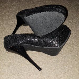 Black Sequin Heels